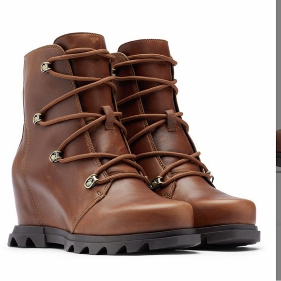 NIB Sorel Joan of Arctic Wedge III waterproof Lace boot Hazelnut/Blackened Brown - Picture 6 of 14